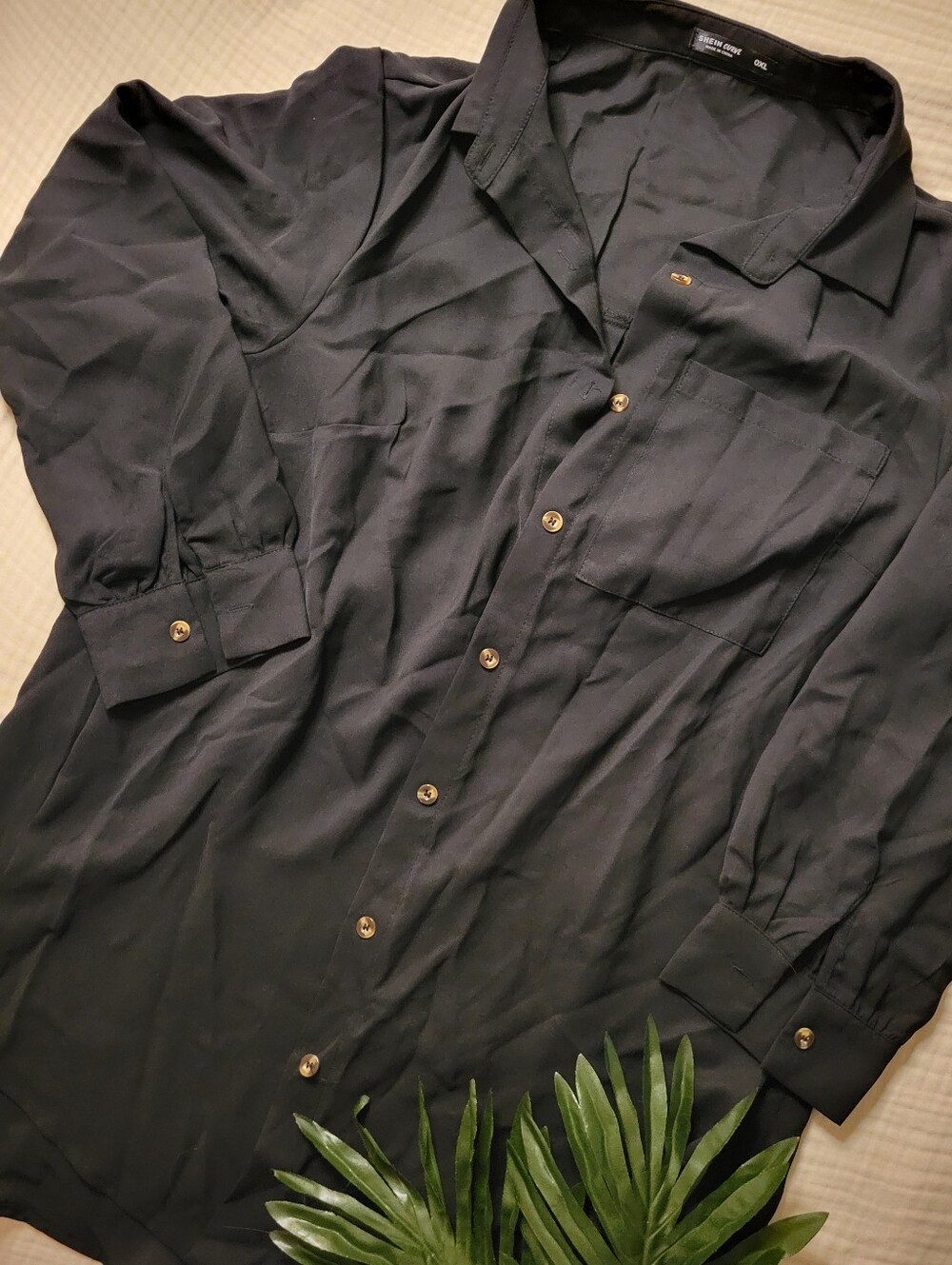 Black Button-Down Shirt Dress